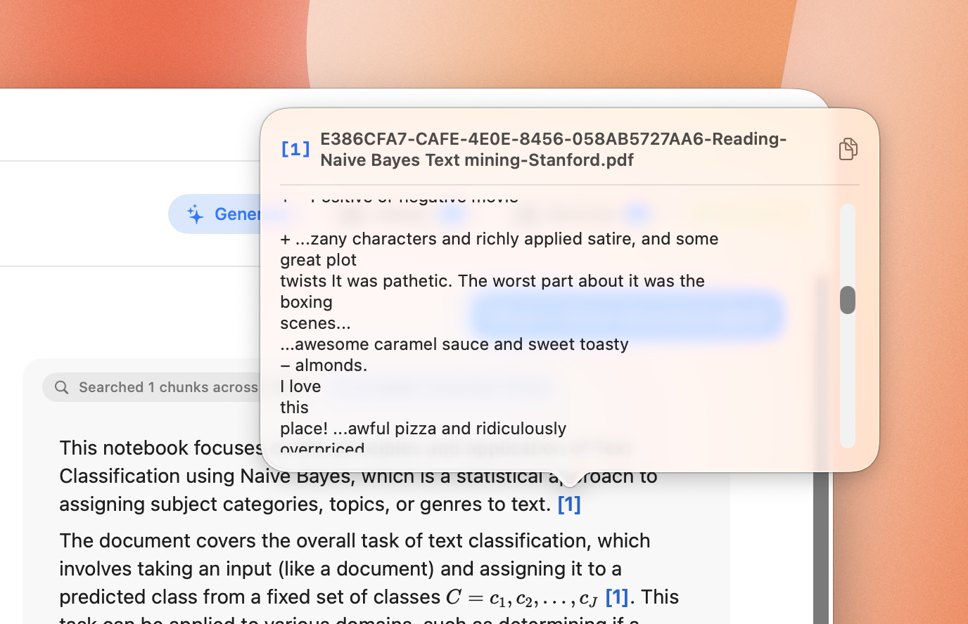 LearningUtils — tapping a citation marker reveals the exact source passage in your document